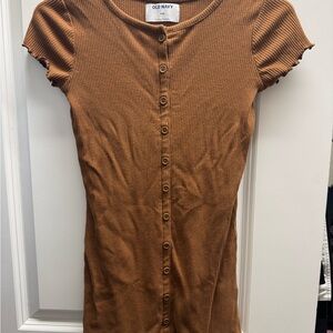 Old Navy Tan Ribbed Button-Front Dress